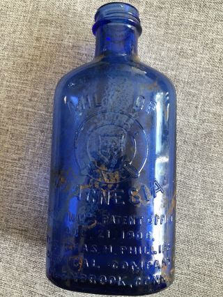 Vintage Milk Of Magnesia Blue Cobalt Bottle 1906