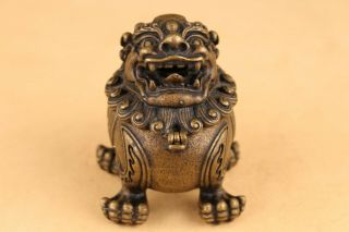chinese old bronze hand casting buddha kylin incense burner 3
