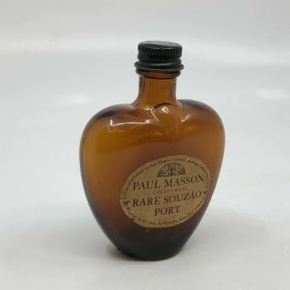 Paul Masson Minature Rare Souzao Port Wine Heart Shaped Bottle Glass Empty 3.  5”