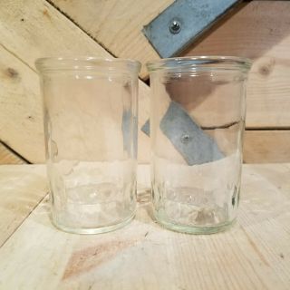 Cute Vintage Clear Glass Jam Jelly Jars With Diamond Design - Swanky Barn