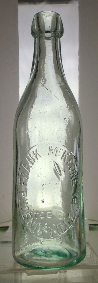 Frank Mckeone Phoenixville Pennsylvania Antique Blob Top Pint Beer Bottle.