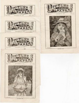 Group Of 8 Picture Lesson Papers 1887 And 1888,  4 Each Year And Month