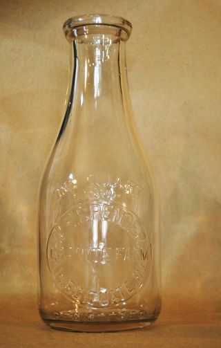 Vintage Spencer Granite Farm Milk Glass Bottle Scituate Ri Dairy Ne Embossed Qt