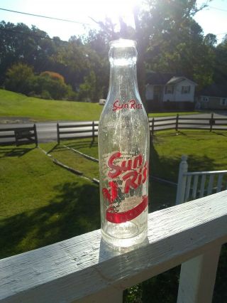 Vintage Acl Sun - Rise Soda/pop Glass Bottle 7 1/2oz Tazewell Va Rooster