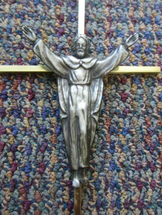 Brass Cross & Cast Pewter Jesus Christ Wall Cross Crucifix