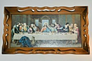 Vintage Jesus The Last Supper By Zabateri Wooden Picture Wall Hanging Tray