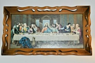 Vintage Jesus The Last Supper by Zabateri wooden picture wall hanging Tray 2