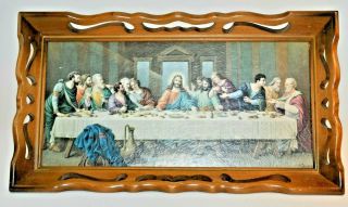 Vintage Jesus The Last Supper by Zabateri wooden picture wall hanging Tray 3