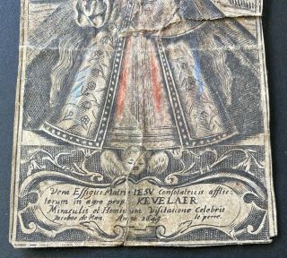 Engraving Antique 18th century HOLY CARD Mother Mary infant Jesus 2