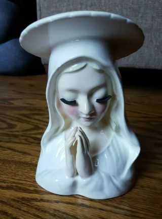 Vintage 1950s Blessed Virgin Mary Planter Eyelashes