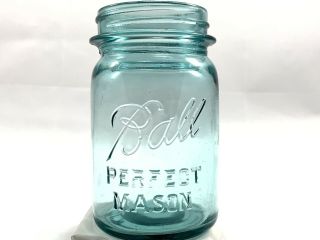Vintage 1923 - 1933 Ball Perfect Mason Blue Pint Jar Mold 1