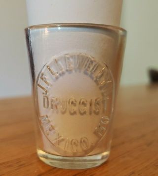 Vintage Glass Measuring Cup J.  F.  Llewellyn Druggist.  Mexico,  Mo