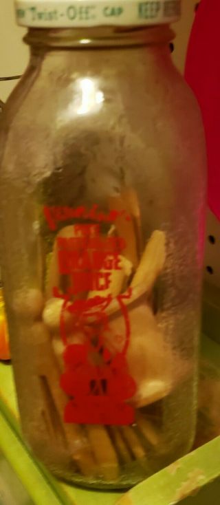 Vintage Glass Tropicana Orange Juice Bottle Wit Lid.  Has Red Hawaiian Girl 1962