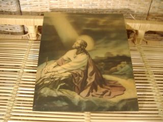 Vintage Vari - Vue Lenticular 3d Picture Print Jesus Christ In Garden Gethsemane