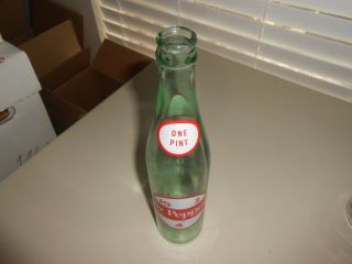 Vintage Green Tinted Dr Pepper One Pint Empty Soda Bottle 10 2 4