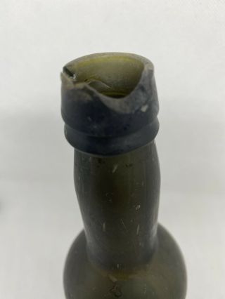 Antique Dark Green Glass Bottle - Pre 1880 - Shipwreck Find - 2