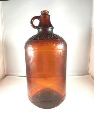 Clorox Bottle Brown Glass Half Gallon Amber Embossed Jug