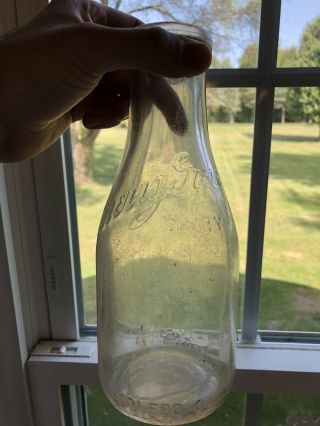 Vintage Milk Bottle Cherry Grove Dairy Toledo Ohio One Quart Embossed