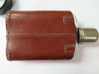 Antique C.  F.  Rumpp German Silver Glass Leather Flask See Vintage Only