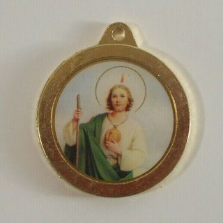 St Jude Relic Saint Religious Medal With Encased Holy Cloth Touched To Relic