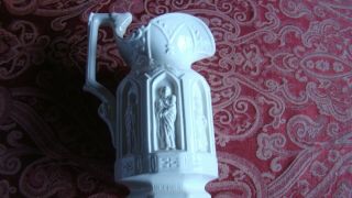 Lego Saint Porcelain Pitcher Vase Religious White 8 " Vintage