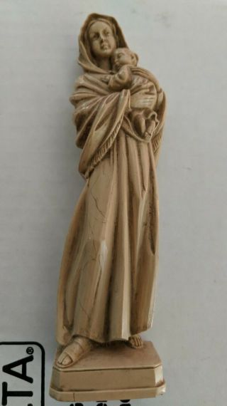 Vintage Virgin Mother Mary Baby Jesus Statue Christian Figurine Sculpture Beauty