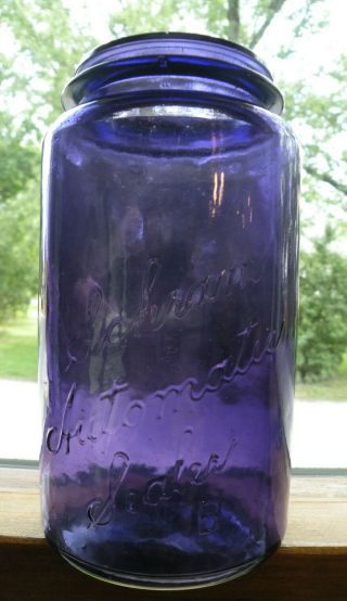 Pre 1917 Dark Purple Schram Automatic Sealer B Quart Fruit Jar
