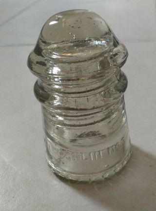 Vtg Mclaughlin No.  9 Clear Glass Electrical Insulator 3 - 1/2 " Tall X 2 - 1/4 " Wide