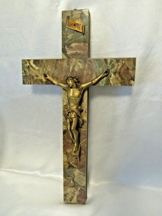 Vintage Handmade Wooden Metal Wall Cross Crucifix Holy Religious 16 " Tall