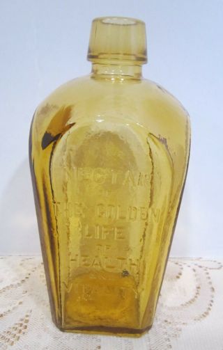 Vint Nectar Of The Golden Life Of Health &vitality 8 " Gold Bottle - Wheaton Nj - Ec