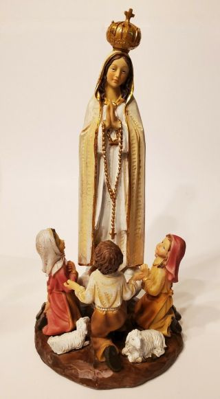 12 " Our Lady Of Fatima W/blessed Children Virgin Mary Catholic Statue
