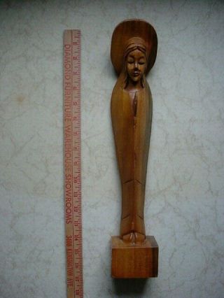Vintage Carved Wood 16 " Virgin Mother Mary Statue