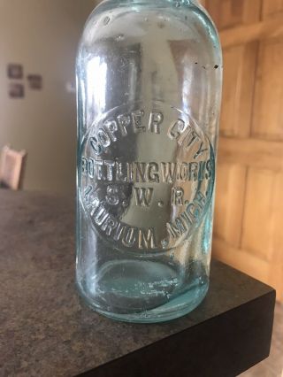 Copper City Laurium MI.  Michigan Hutchinson Bottle Pre1900 2