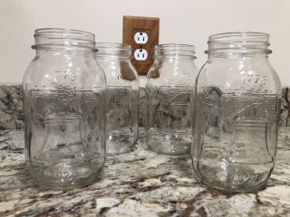 4 Vintage Bicentennial 1776 - 1976 Liberty Qt Clear Glass Mason Canning Jars