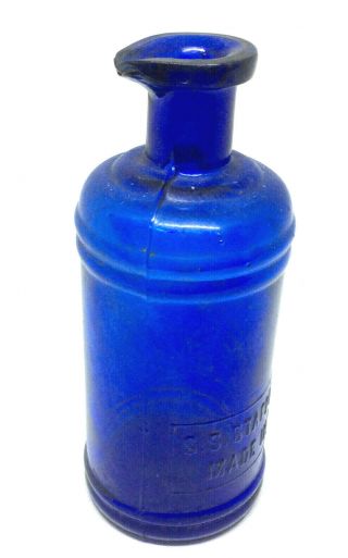 Cobalt Ss Staffords Master Ink Bottle Pour Spout Hand Blown In Mold Color