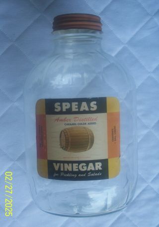 Vintage Speas Vinegar One Gallon Jug - Label - Zink Lid