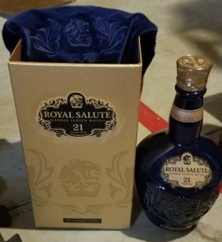 Royal Salute 21 Year Old Blended Scotch Whisky Blue Empty Bottle Nm W/case 700ml
