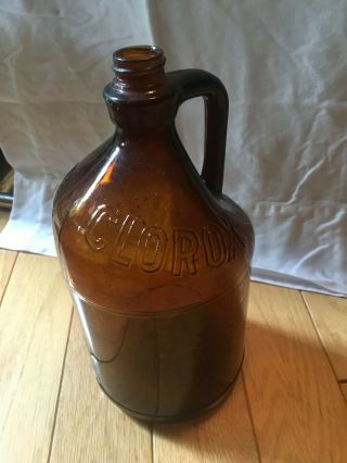 Vintage Clorox Bottle W/ Handle 1/2 Gallon Brown Glass