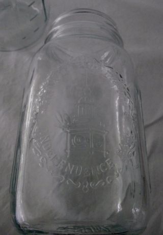 Glass Mason Jar Philadelphia Ball Liberty Bell Independence Hall Quart Sculpted