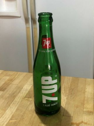 Three Old Glass 7up Soda [7 Oz.  Bottle]