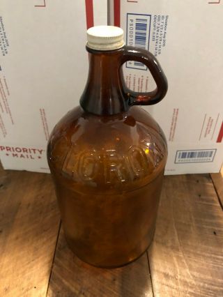 Vintage Unique Half Gallon Ribbed Clorox Brown Glass Bottle With Lid 4