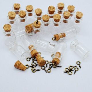 Ctkcom 50pcs Extra Mini Tiny Clear Glass Jars Bottles With Cork Stoppers