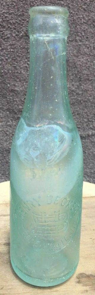 Henry Becker Terre Haute Indiana Crown Top Soda Bottle Made By Root