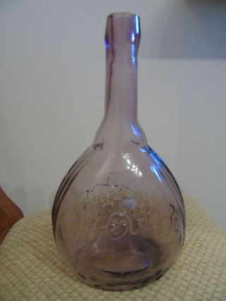 Vintage Jenny Lind Purple Fislerville Glass Bottle Hand Blown Pontil Clevenger