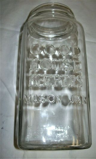 Vintage Good House Keepers Square Regular Glass Mason Canning Jar