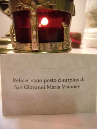 St.  John Marie Vianney Relic Pouch Surplace Reliquary,  Prayer.