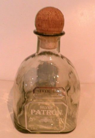 Patron Silver Tequila Bottle 1.  75 L Empty With Cork