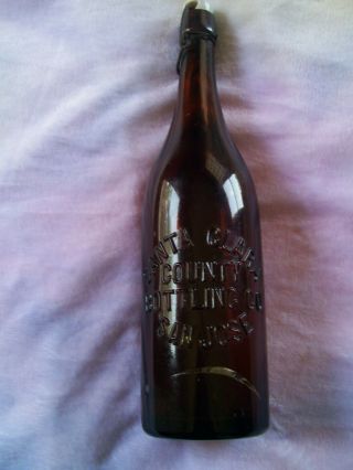 1890s Western Cal Quart Beer Bottle Santa Clara Countybottling Co San Jose 12 "