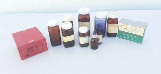 8 - Vintage Brown Glass Medical Medicine Bottles 2 - Medical Box Supplies Rabies
