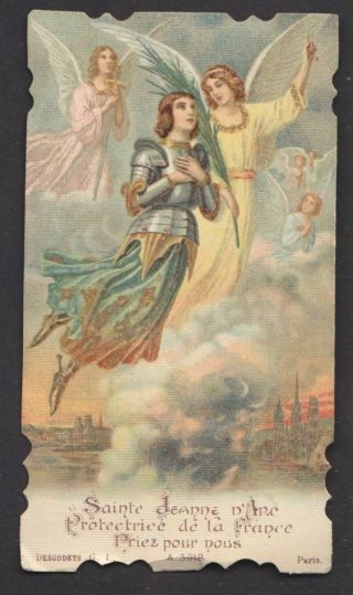 Saint Joan Of Arc.  Die Cut Antique French Holy Card.